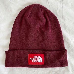 The North Face Deep Red Beanie Hat NWOT TNF